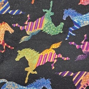 Fabri-Quilt Painted‎ Ponies Fabric Piece  Cotton Material 18 x 22 inches